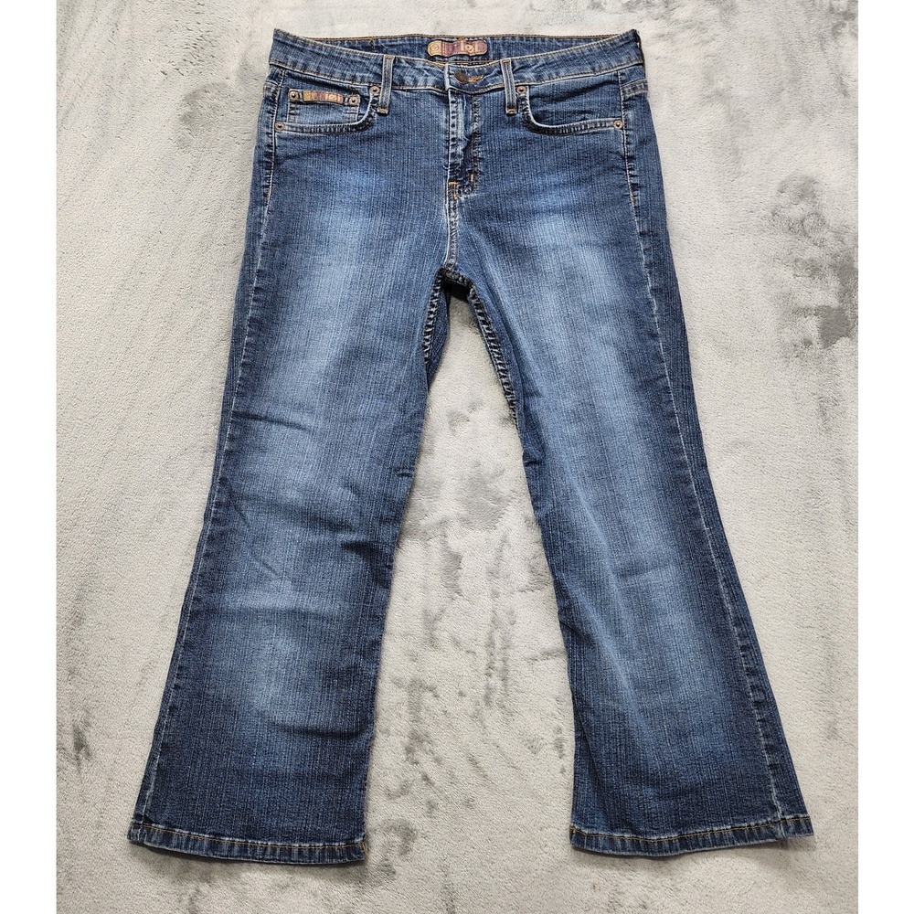 Vintage Y2K LEI Jeans Womens 11 Juniors Blue Crop Capri Flare Leg Stretch Casual